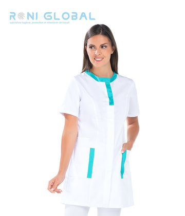 Tunique de travail femme manches courtes en coton et polyester 4 poches - MYRIAM REMI CONFECTION