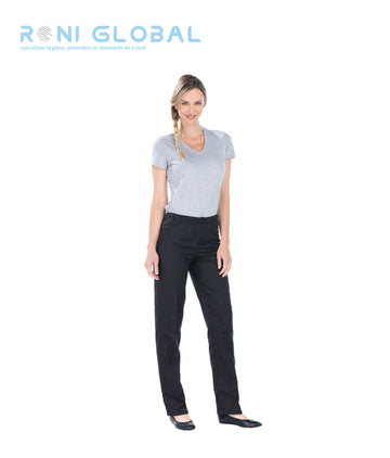 Pantalon de travail femme en coton/polyester avec ceinture élastique sans poche - MANUEL REMI CONFECTION
