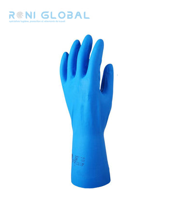 Gant de protection chimique modérée en acrylonitrile bleu enduit au nitrile étanche TYPE B - EUROCHEM N5560 COVERGUARD (boîte de 10 paires)