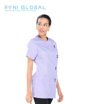 Tunique de travail femme manches courtes en coton/polyester 5 poches- CELINE REMI CONFECTION