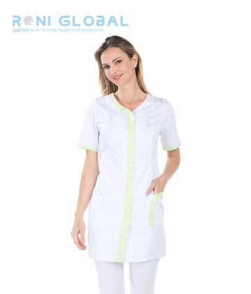 Tunique de travail femme manches courtes en coton et polyester 5 poches - CLEMENCE REMI CONFECTION