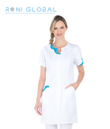 Tunique de travail femme manches courtes en coton/polyester 4 poches - CLARA REMI CONFECTION