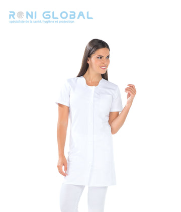 Tunique de travail femme manches courtes en coton/polyester 3 poches - ELISE REMI CONFECTION