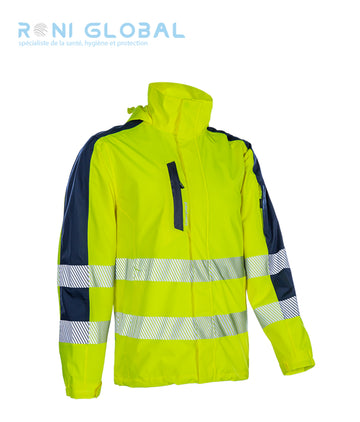Veste de sécurité haute visibilité, coupe-vent et anti-pluie Softshell en polyester stretch mécanique 5 poches CLASS 3 - HOTARU COVERGUARD