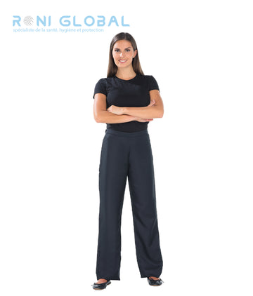Pantalon de travail femme en polyester avec ceinture élastique dos sans poche - ALIZEE REMI CONFECTION