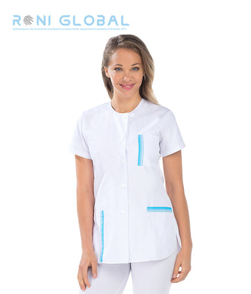 Tunique de travail femme manches courtes en coton/polyester 3 poches - ARLETTE REMI CONFECTION
