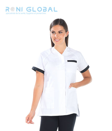 Tunique de travail femme manches courtes raglans en coton/polyester 4 poches - ARIELLE REMI CONFECTION