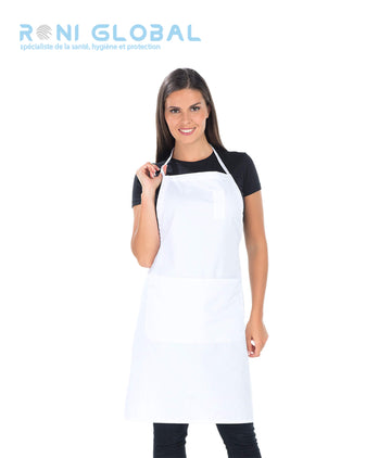 Tablier de service à bavette en coton/polyester 2 poches - COULISSE REMI CONFECTION