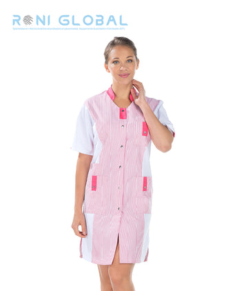Blouse de travail femme manches courtes en coton/polyester 4 poches - ALEXANE REMI CONFECTION