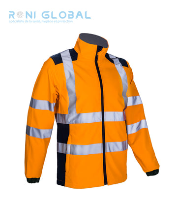 Veste de sécurité haute visibilité Softshell, micro polaire, en polyester stretch mécanique 2 poches CLASS 3 - KANPA COVERGUARD
