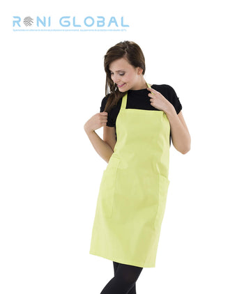 Tablier de service à bavette en coton/polyester 3 poches - PRUNE REMI CONFECTION