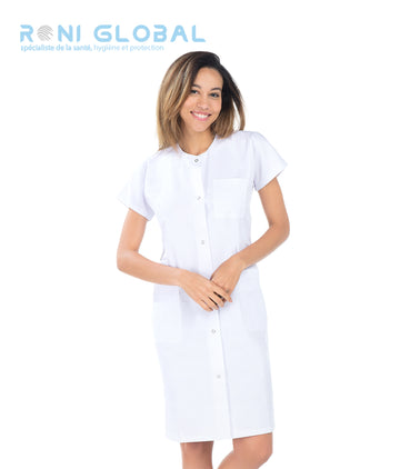 Blouse longue de travail femme manches courtes 4 poches - CATHERINE REMI CONFECTION