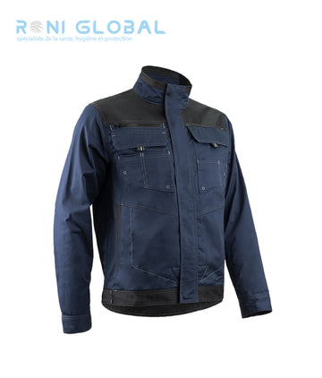 Veste de travail en coton/polyester + renforts en Oxford avec protège reins 7 poches - BARVA COVERGUARD