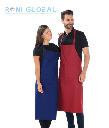 Tablier de service à bavette en coton avec ou sans poche - VALET REMI CONFECTION