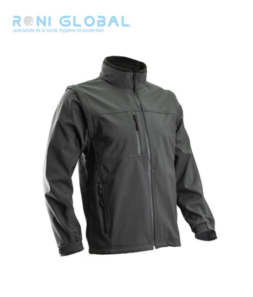 Veste de travail 2en1 coupe-vent et imperméable Softshell en polyester et élasthanne + micro polaire 5 poches - YANG 2 EN 1 COVERGUARD