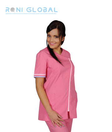 Tunique de travail médicale femme manches courtes en coton/polyester 2 poches - EMILIE REMI CONFECTION