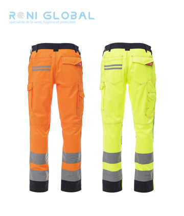 Pantalon de sécurité haute visibilité homme avec genouillères, en coton et polyester 7 poches CLASS 2 - CHARTER TECH PAYPER
