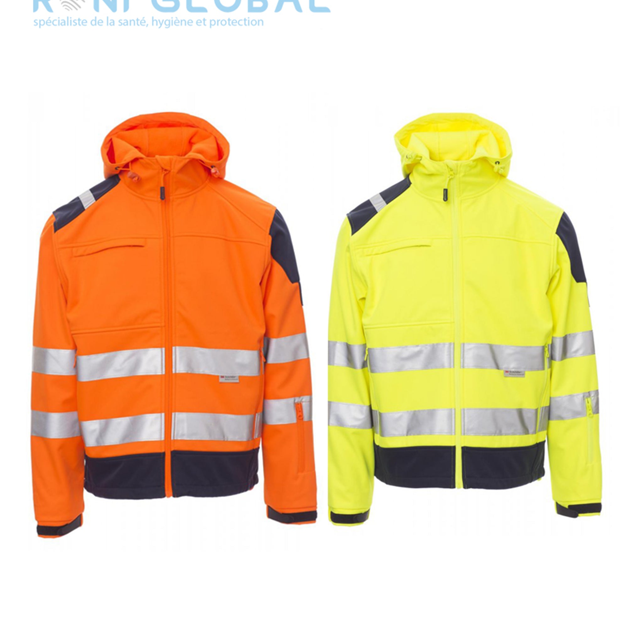 Veste de sécurité haute visibilité homme, Softshell imperméable, respirant, coupe droite en polyester 4 poches CLASS 2 - SHINE PAYPER