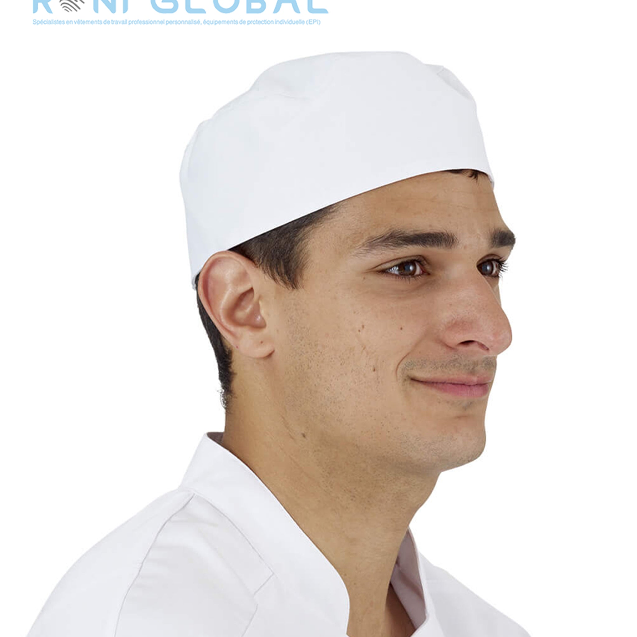 Calot de cuisine blanche réglable en coton et polyester - CALOT REMI CONFECTION