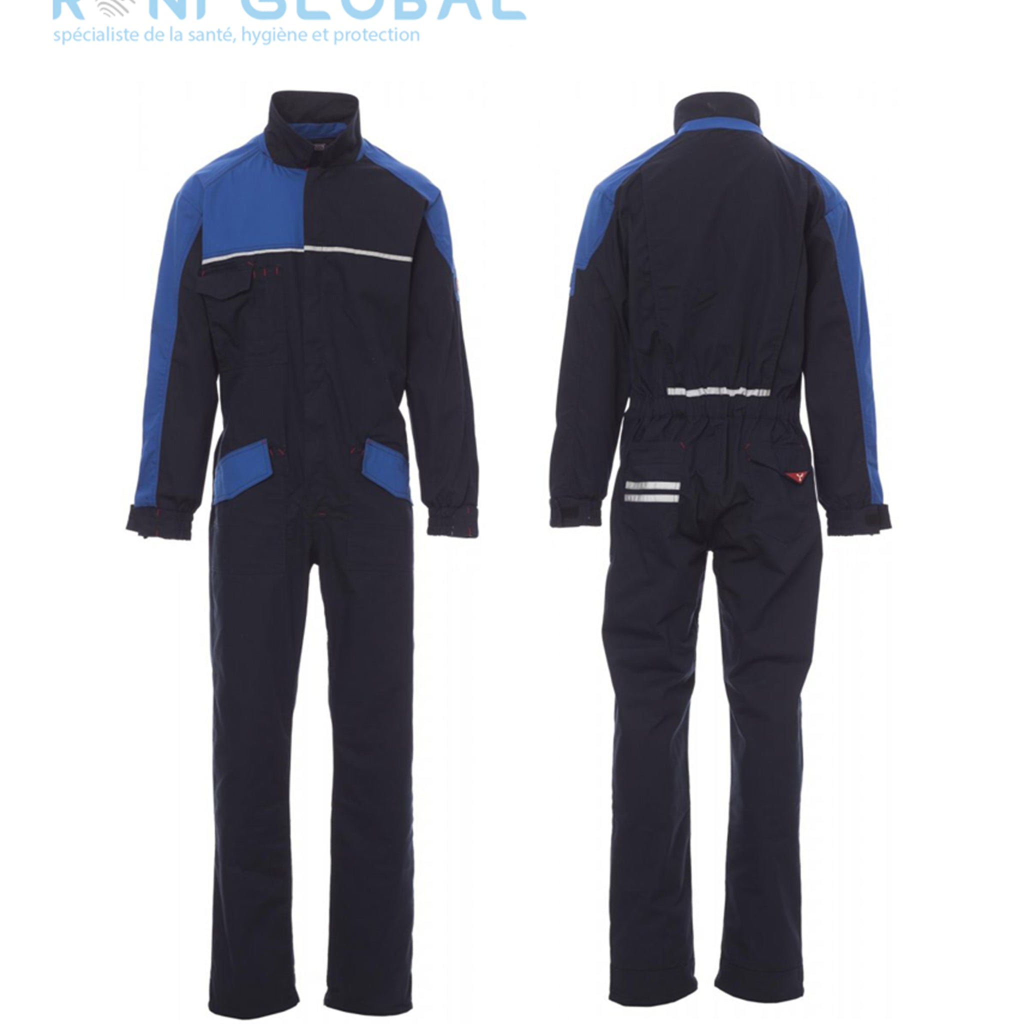 Combinaison de travail bicolore homme coupe droite, en polyester et coton 6 poches - PROMOTECH PAYPER