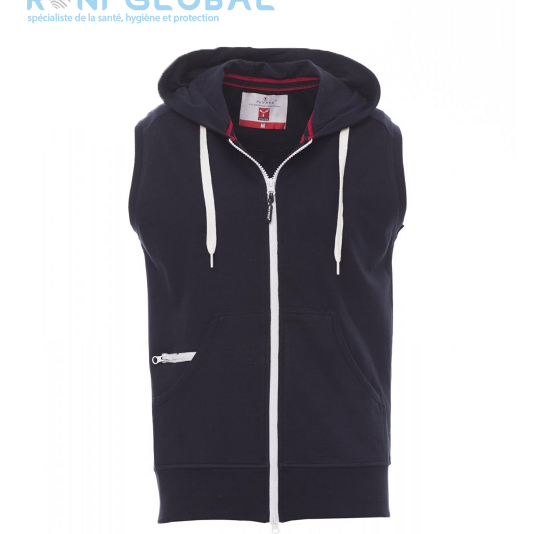 Sweat de travail homme sans manches, avec capuche en coton et polyester 3 poches - BOXER+ PAYPER