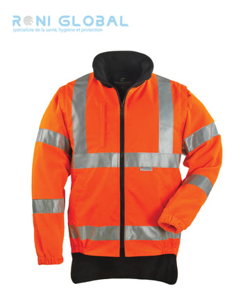 Veste de sécurité haute visibilité 2en1 anti-pluie et anti-froid thermique en polyester enduit polyuréthane 3 poches CLASS 3 - HI-WAY COVERGUARD