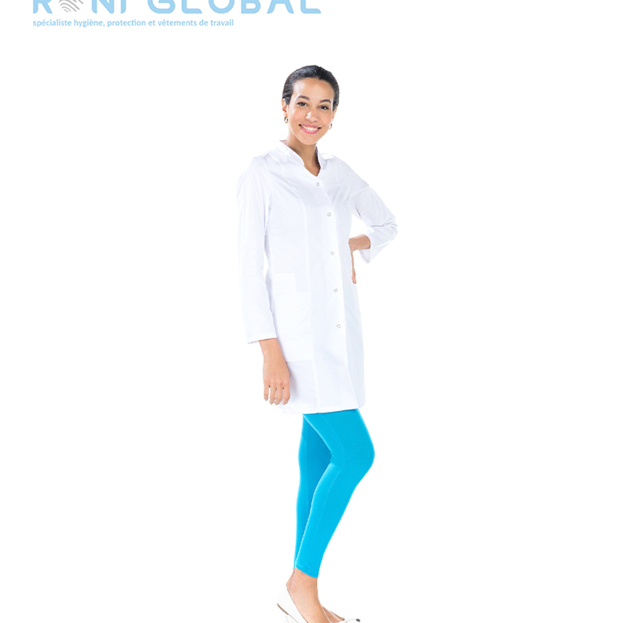 Tunique de travail blanche femme manches longues 4 poches - CANDICE REMI CONFECTION