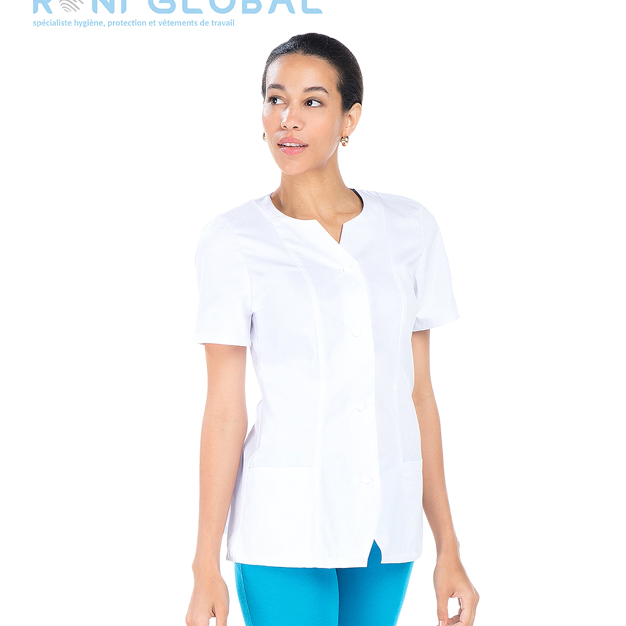 Tunique de travail femme manches courtes fendues 3 poches - MARIE REMI CONFECTION