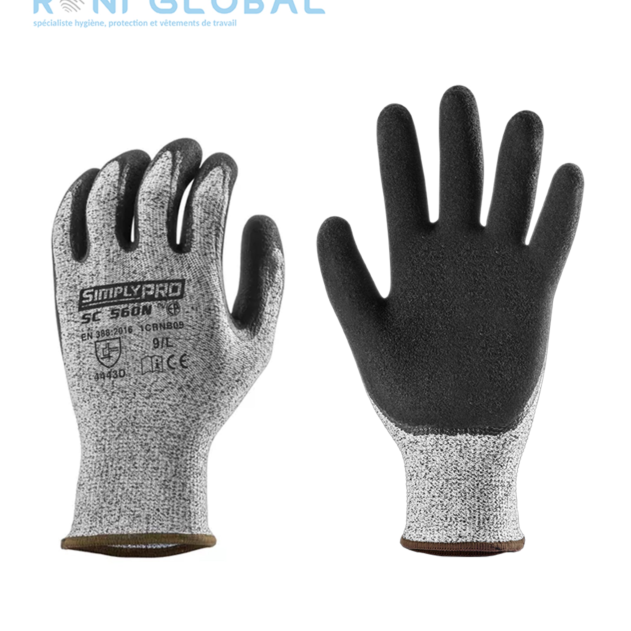 Gant de protection milieu huileux en HPPE polyamide élasthanne enduit au nitrile anti-coupure et précision CUT D - EUROCUT SC560N COVERGUARD (boîte de 10 paires)