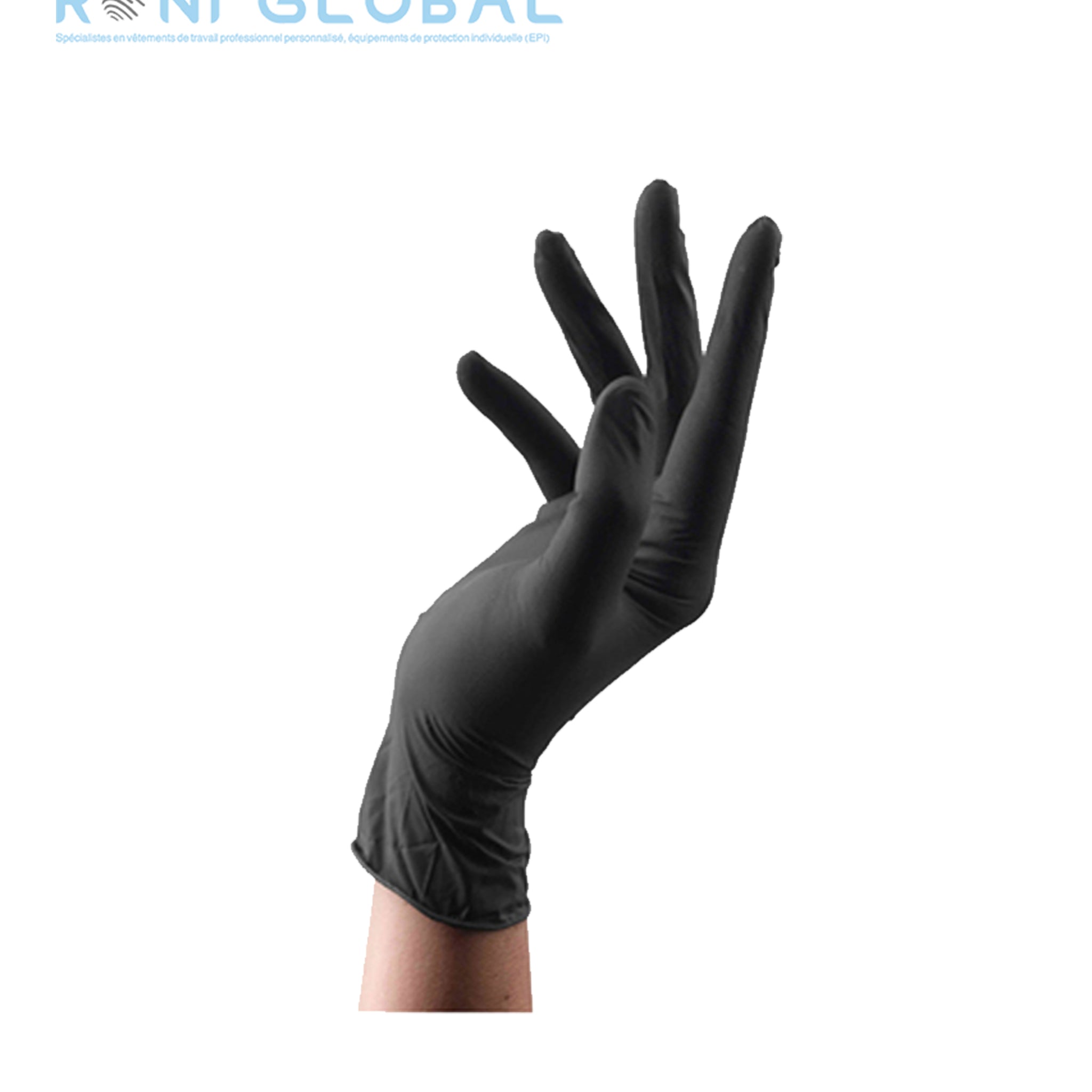 Gant en nitrile noir jetable très résistant, épais, non poudré