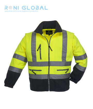Veste de sécurité 2en1 haute visibilité polaire en polyester 3 poches CLASS 3 - STATION COVERGUARD