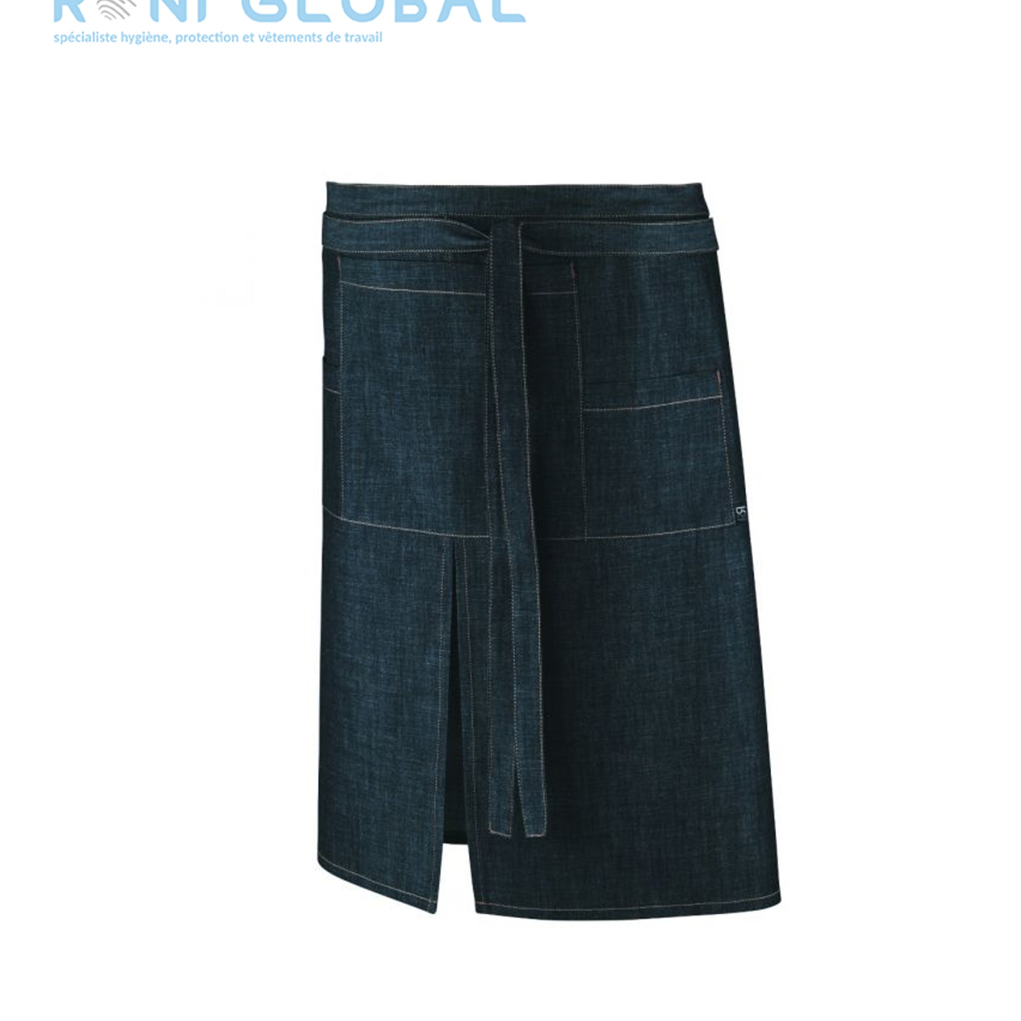 Tablier de service unisexe en coton avec fente de marche et 3 poches - SONGE DENIM ROBUR