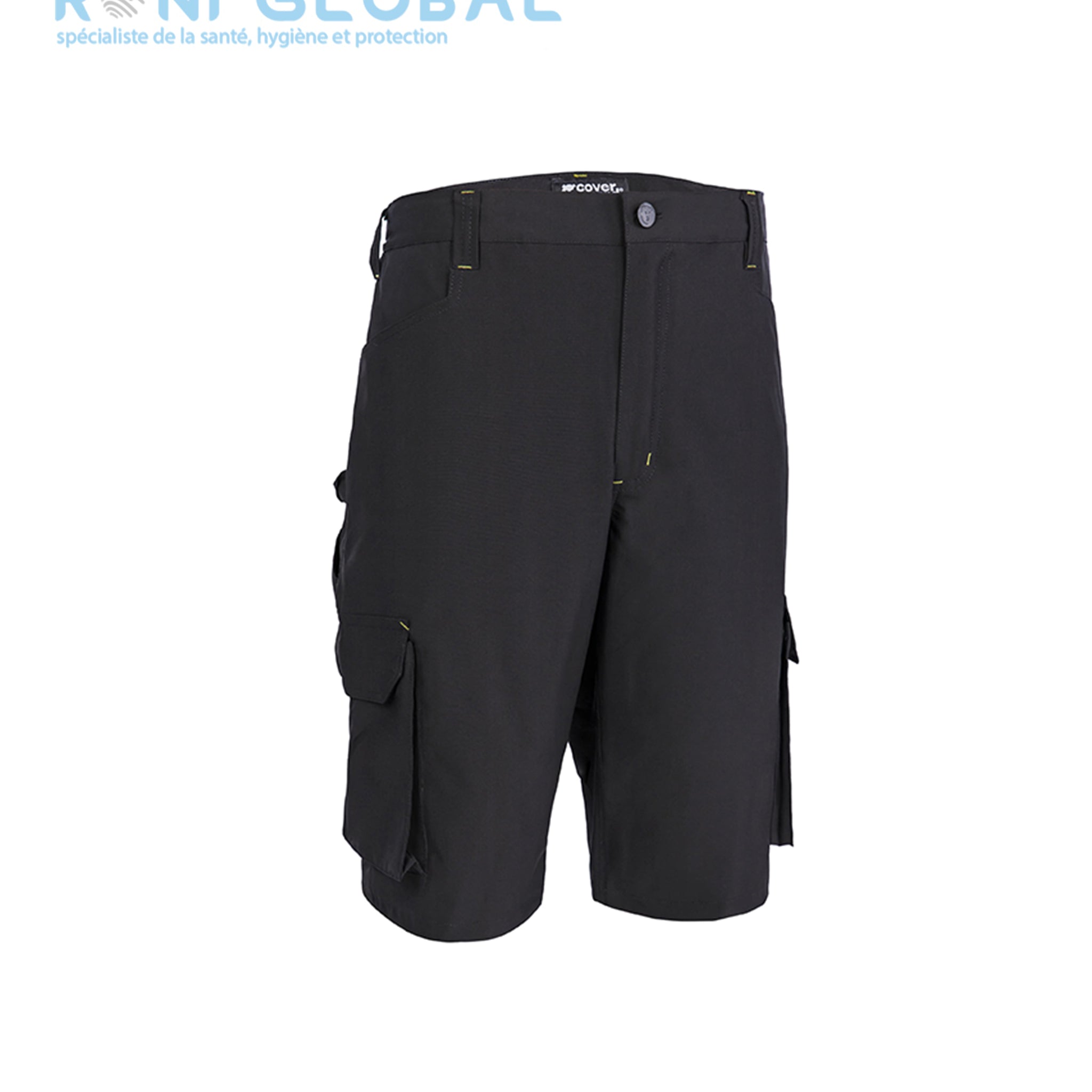 Bermuda de travail ultra stretch noir en polyester/élasthanne 7 poches - TENERIO COVERGUARD