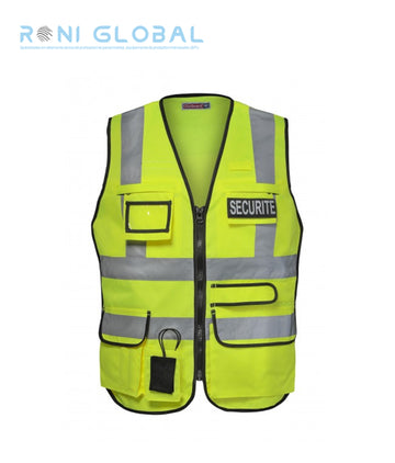 Gilet de sécurité haute visibilité, en polyester avec doublure anti-transpiration et 8 poches - GILET SECURITE MULTIPOCHES CITYGUARD