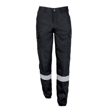 Pantalon de sécurité noir avec bandes rétroréfléchissantes, en coton et polyester 4 poches - PANTALON SECURITE REFLECHISSANT CITYGUARD