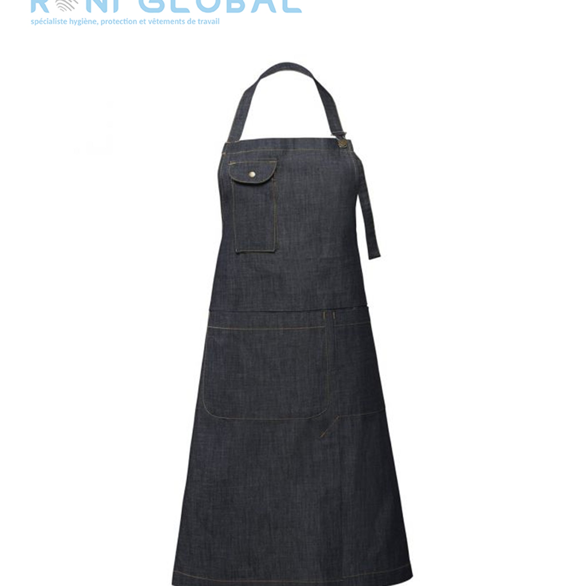 Tablier de service denim unisexe réglable en coton 2 poches - VIGNOBLE ROBUR