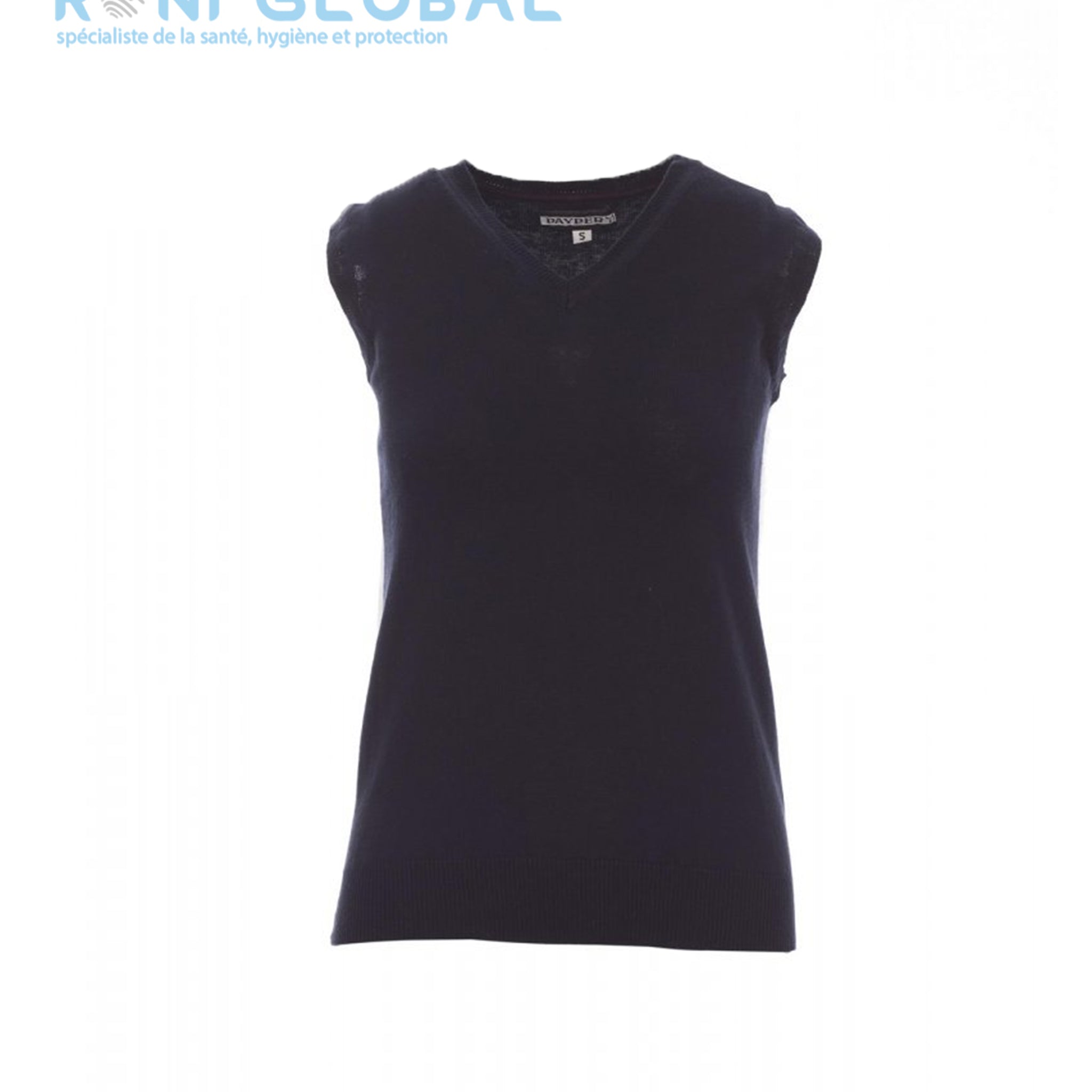 Pull / gilet de travail marine femme, coupe droite avec col en V, en coton et laine - DESK LADY PAYPER