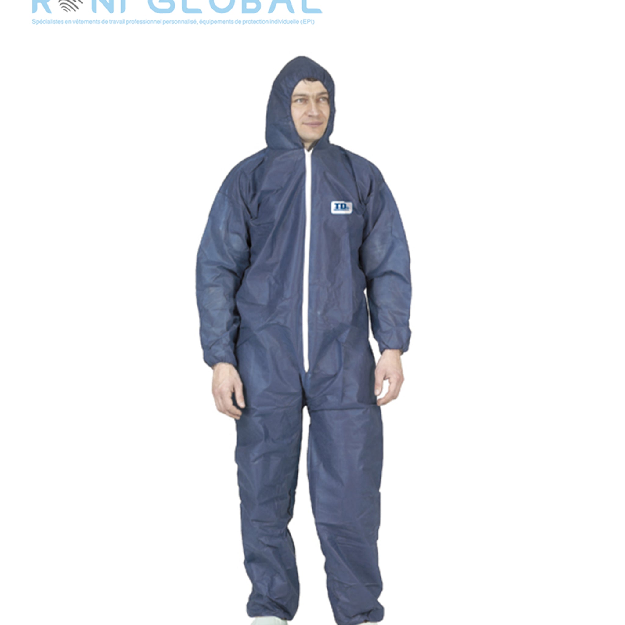 Combinaison de protection bleue légère à cagoule en SPP - BLEU SPP COVERGUARD. vendu par carton de 50 Pieces