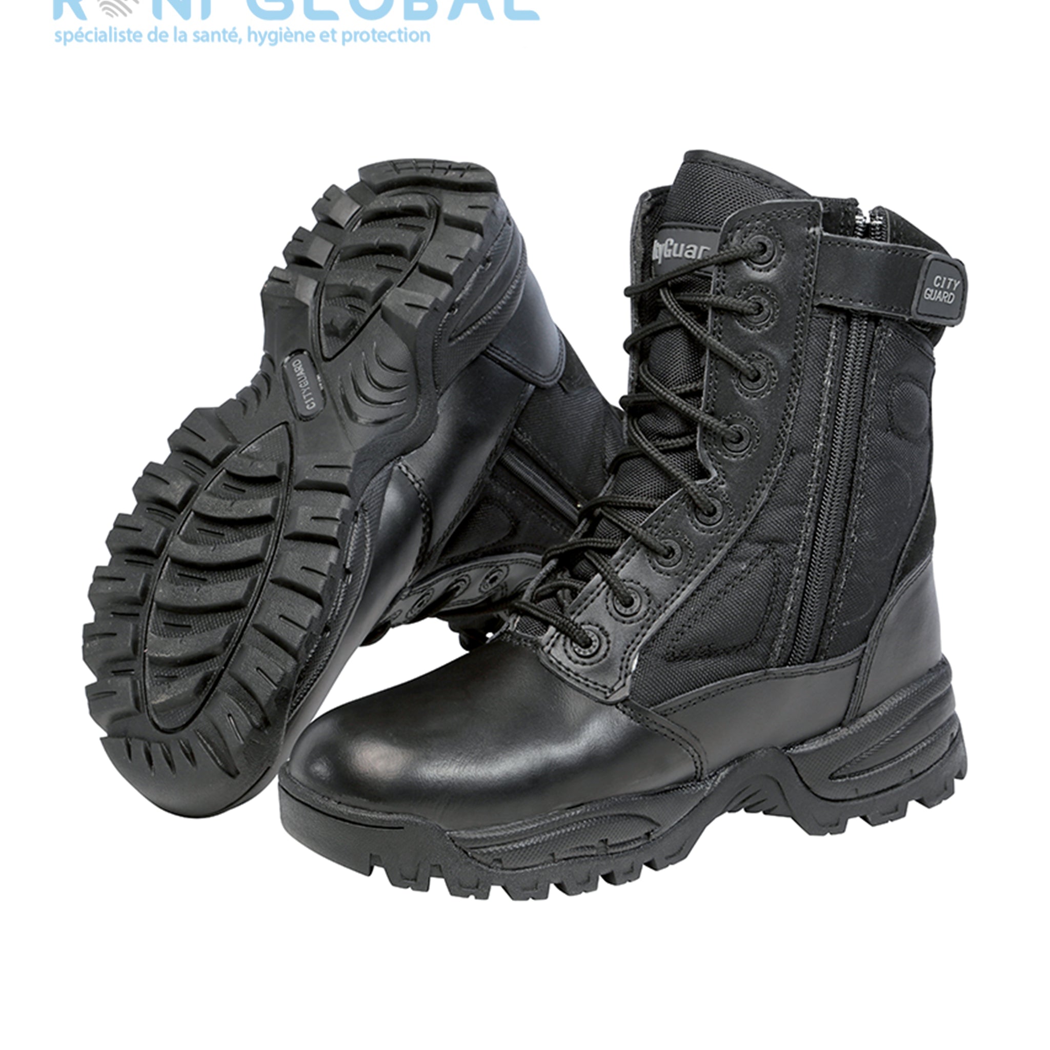 Ranger de sécurité noir, antidérapant, résistant hydrocarbures et à l’abrasion, en nubuck et cuir - MEGATECH DOUBLE ZIP CITYGUARD