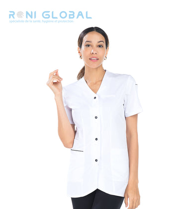 Tunique de travail femme manches courtes en coton/polyester 3 poches - MAELLE REMI CONFECTION