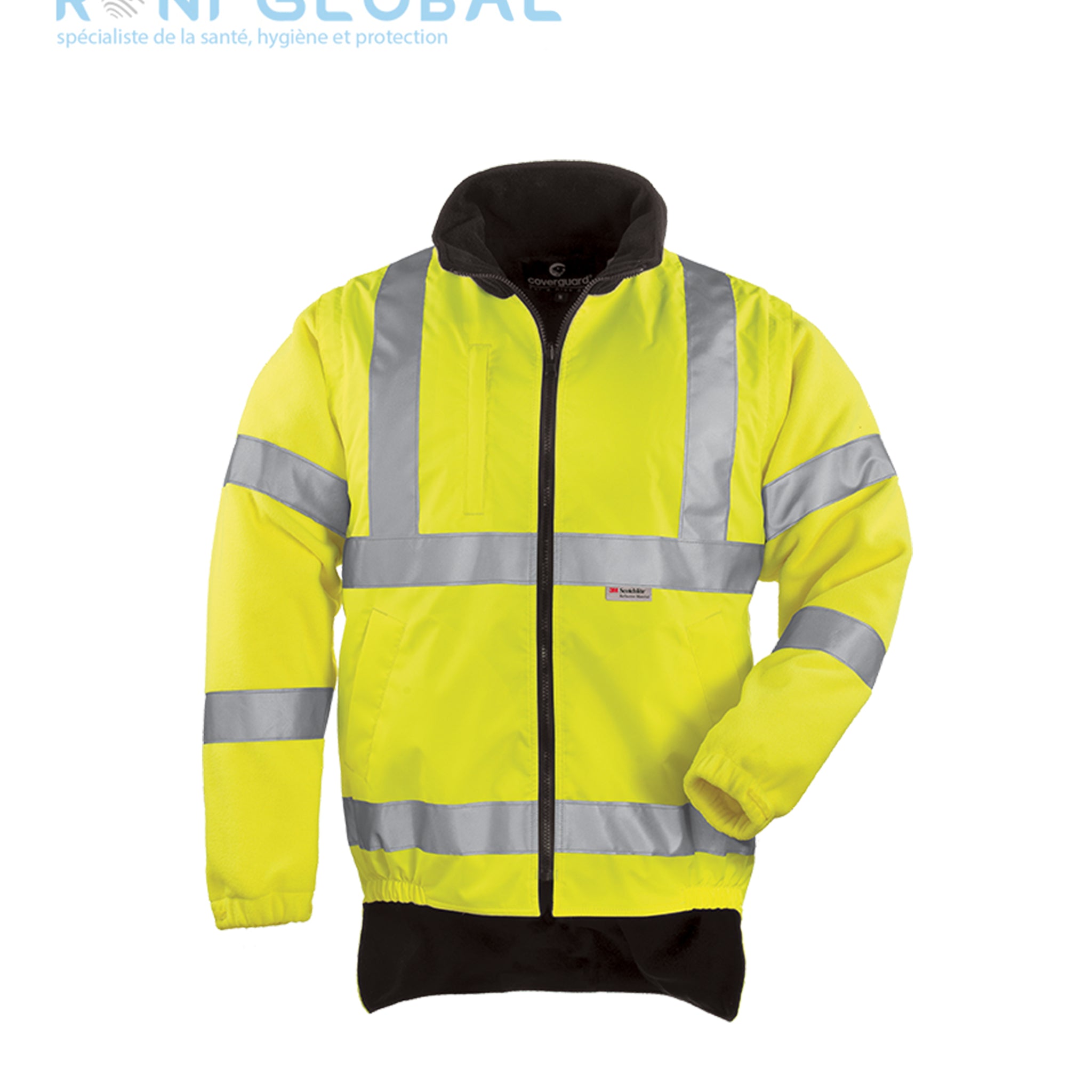 Veste de sécurité haute visibilité 2en1 anti-pluie et anti-froid thermique en polyester enduit polyuréthane 3 poches CLASS 3 - HI-WAY COVERGUARD
