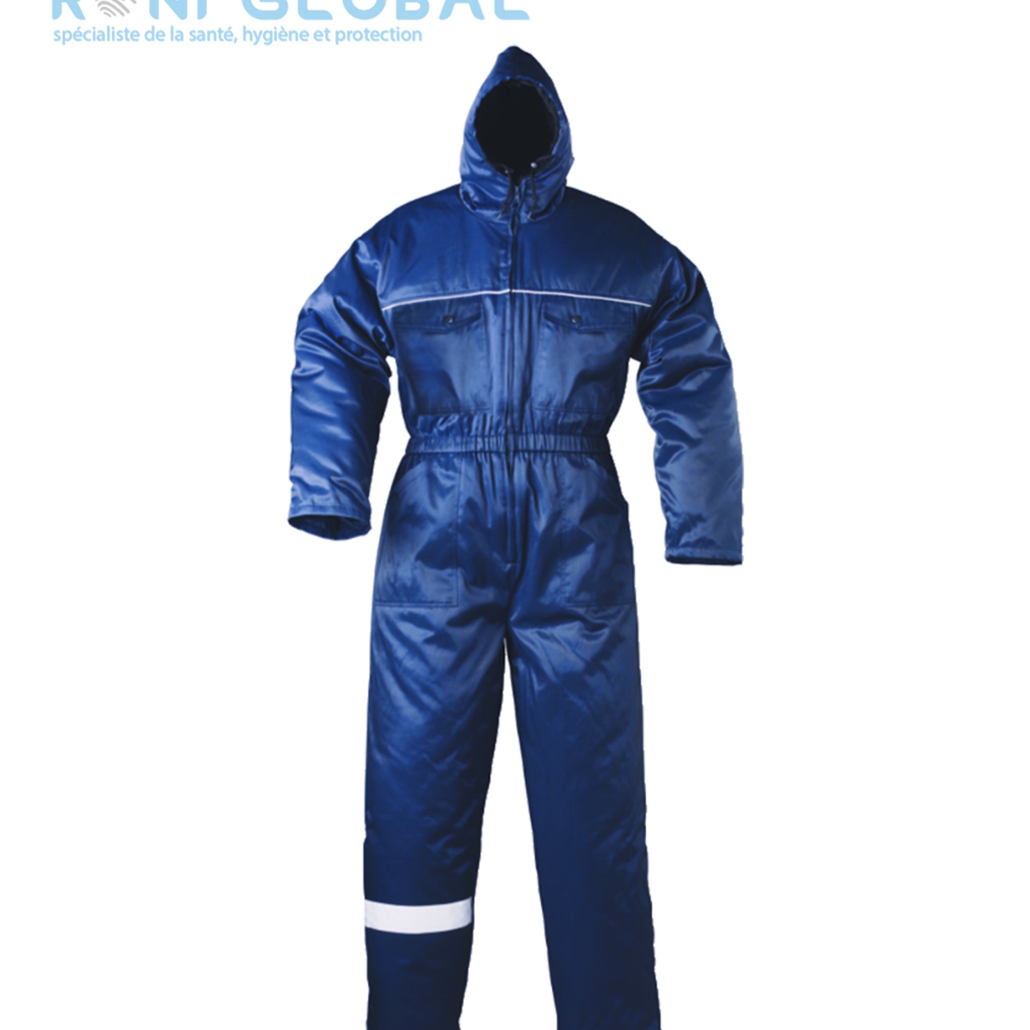 Combinaison de travail bleue coupe-vent, anti-froid thermique en coton et polyester imperméable 6 poches - BEAVER COVERGUARD