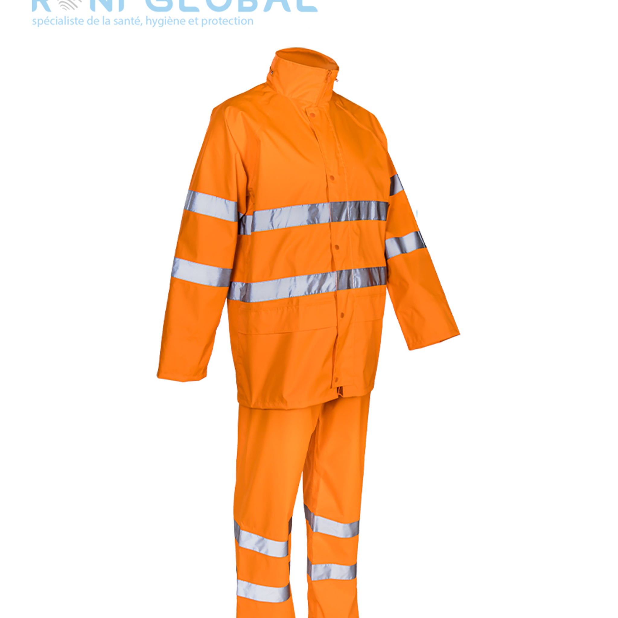 Ensemble de sécurité haute visibilité, anti-pluie en polyester enduit polyuréthane CLASS 3 - KAWA COVERGUARD