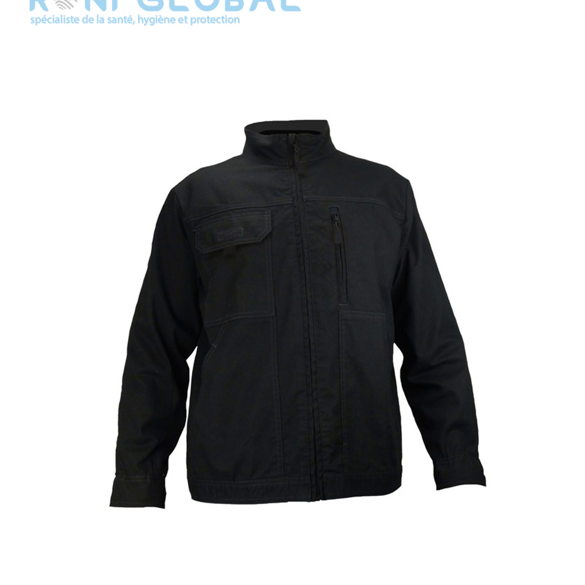 Blouson de travail noir, manches longues en polyester/coton 4 poches - BLOUSON CHARLEY NOIR PBV