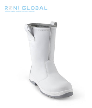 Botte de sécurité blanche homme antidérapant, en microfibre lavable avec embout de sécurité S2 SRC - CLEANBOOT GASTON MILLE