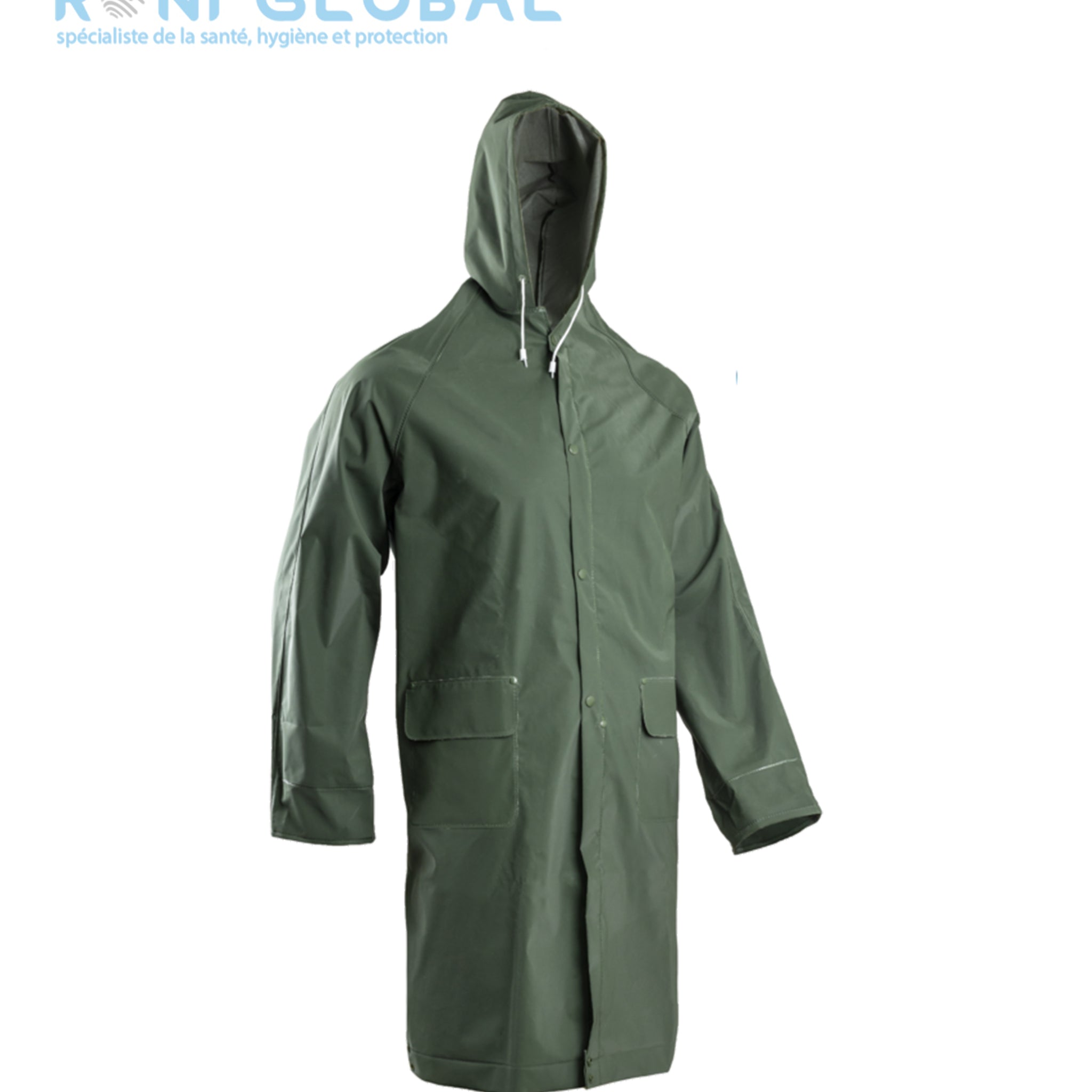 Manteau de travail de pluie imperméable et coupe-vent en coton/polyester enduit double PVC 2 poches - PVC COAT COVERGUARD