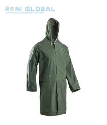 Manteau de travail de pluie imperméable et coupe-vent en coton/polyester enduit double PVC 2 poches - PVC COAT COVERGUARD