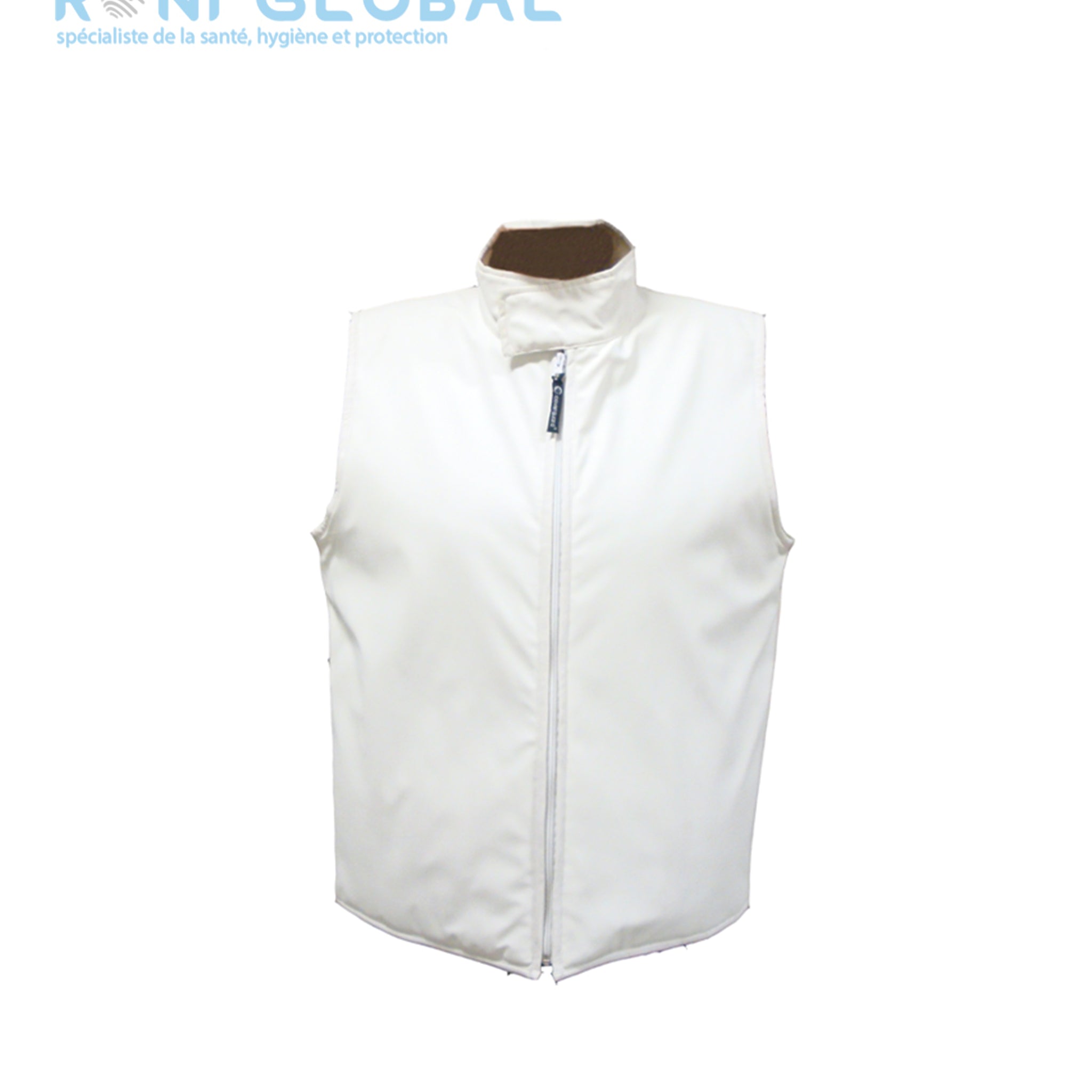 Gilet de travail blanc en polyester enduit polyuréthane 2 poches - FOOD COVERGUARD