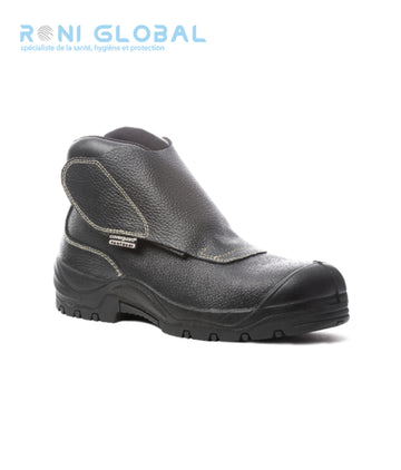 Chaussure montante de sécurité pour soudeur en cuir noire S3 HRO SRA - QUADRUFITE COVERGUARD