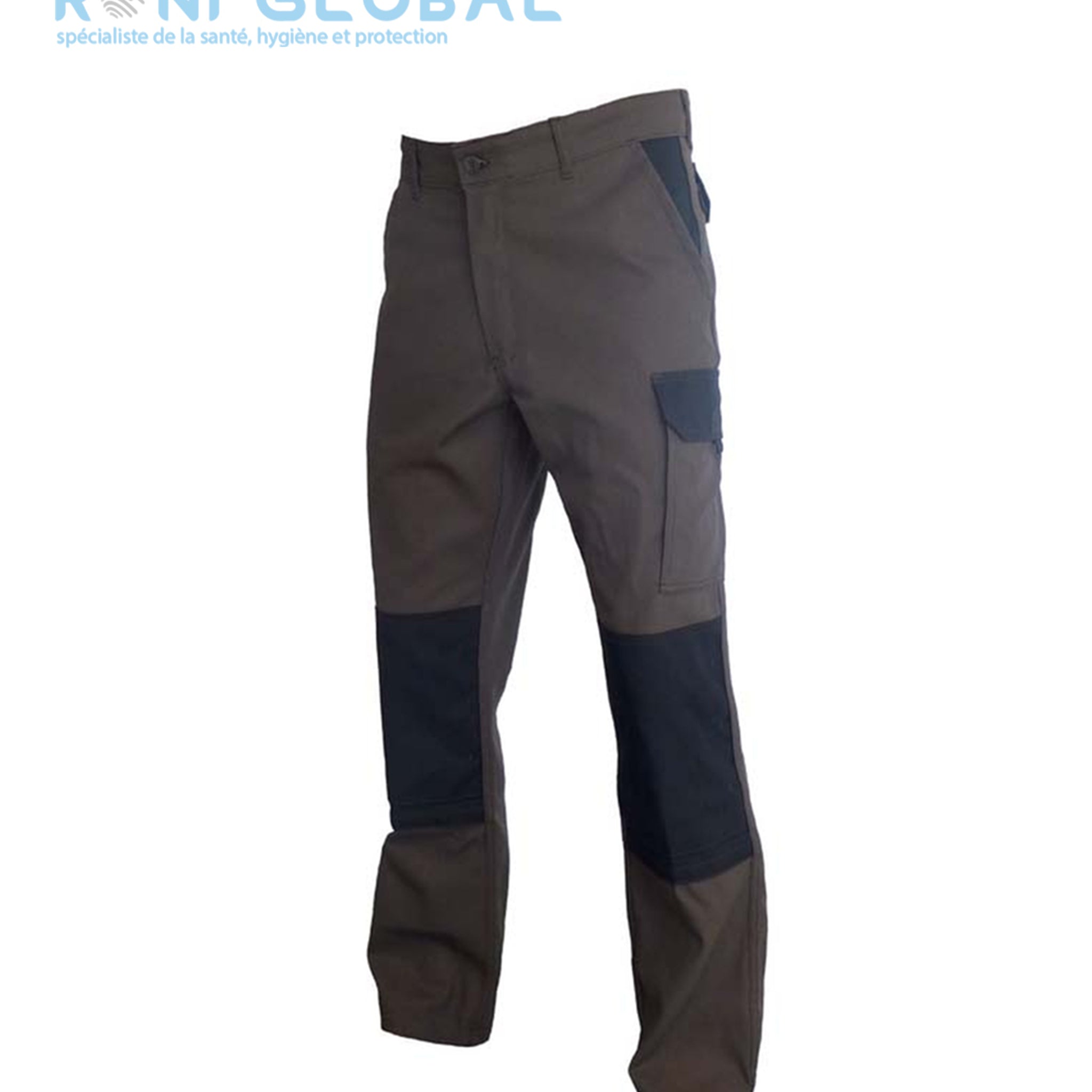 Pantalon de travail avec protection genoux, en coton/polyester sans métal et 6 poches - PANTALON PG LENNY CHOCOLAT PBV